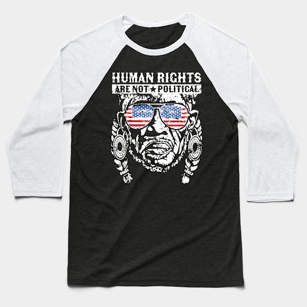 Human Rights Are Not Political American Flag Vintage Baseball T-Shirt by PunnyPoyoShop